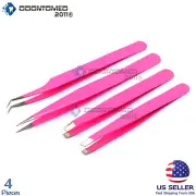 Eyelash Extension Tweezers for Russian 3D 6D Volume Lash Extensions 4 Pcs Pink