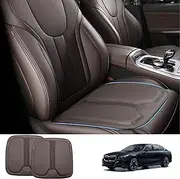 TOPABYTE Car Seat Cushion Comfort Memory Foam Improve Driving View Premium Nappa Leather Front and Rear Seat Pad for Car Driver Seat Office Chair for BMW Accessories (2 Pieces/Mocha Brown)