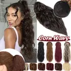 24" Real Thick Hair Ponytail Clip In Drawstring Pony Tail Extension Corn Wave US