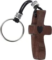 [LIFKOME] Wooden Cross Ornament Keychain Pocket Size for Purse Faithful Symbol Present