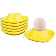 Hard Soft Boiled Egg Cups Set of 6 Pack, Stackable Ceramic Porcelain Egg Holder