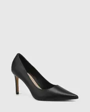 Sky Black Leather Pump