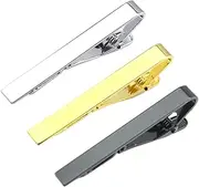 [GAROZATION] Metal Tie Clip 3pcs Fashion Men Women Necktie Bar Clasp Clip Clamp Pin Spring-loaded for Secure Fit