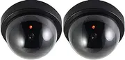 Dummy Camera with Lens Video Surveillance Goods Security Camera Fake Camera with Red LED Light Deceptively Real for Wall Ceiling Pack of 2