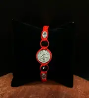 Red Cord Benito Saint Bracelet Black Stones Macrame