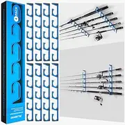 PLUSINNO H5 Horizontal Fishing Rod/Pole Holders for Garage, Wall or Ceiling Mounted Fishing Rod Rack, Aviation Aluminum Fishing Pole Holder Holds up to 20 Rod or Combos or Nets Storage Racks