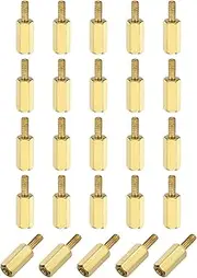 sourcing map 25Pcs Male to Female Thread Spacer Screws, M2.5 x 10mm + 6mm Brass Hex Standoff Screws PCB Motherboard for Drone Quadcopter, Computer and Circuit Board