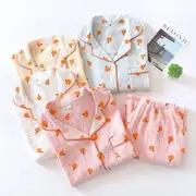 Pajama Set: Orange Print Shirt + Pants Shirt - Pink - L / Pants - Pink - L