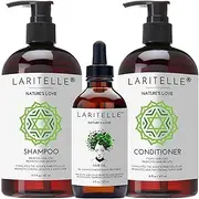 Laritelle Organic Hair Growth Set Shampoo 17 oz + Conditioner 16 oz + Hair Loss Treatment 4 oz Organic Quinoa + Keratin + Rosemary, Ginger & Grapefruit NO GMO, SLS, Gluten, Parabens, Phthalates