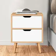 ALFORDSON Bedside Table Wooden Nightstand Cabinet with 2 Drawers, Organiser Storage Shelves Bedroom Living Room Sofa Side Table, 40cm x 30cm x 51cm, Wood White Colour