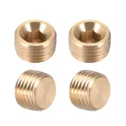 Brass Pipe Fitting, Hex Counter Sunk Plug , 1/4 Inch G Male Pipe Adapter 4pcs
