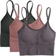 [Ztexkee] 3 Pack Cami Bralettes for Women Girls, Adjustable Shoulder Straps Padded Bralette Tank Top Wireless Cami Bra Camisole Bra