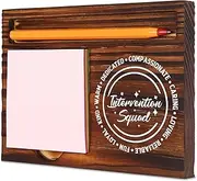 TRCENDE Intervention Squad Gift for Behavior Interventionists and School Teams, Wooden Note Pad Holder with Pen Slot, Appreciation Desk Organizer XBT47