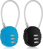 CROMLL 2 Pack Combination Lock 3 Digit Outdoor Waterproof Padlock for School Gym Locker, Sports Locker, Luggage，Fence, Toolbox, Gate, Case, Hasp Storage (Black&Blue)
