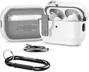 [BEWZI] for Airpods Pro 2 Case Cover Comes with 2 Hooks, Pushbutton Switch Magnetic Pop-Open Lid Protection Case for Airpods Pro 2nd Gen Case (White)