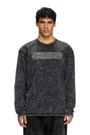 [Diesel] Diesel - Marble-effect top with zipped cu-outs - T-Shirts - Man - Black XL Black