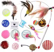 FONDOTIN 20pcs Cat Teaser Wand Interactive for Cats Engaging to Stimulate Play and Exercise Safe and Materials for Home Fun