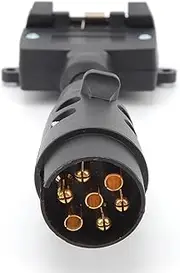 7 Pin Round Male Plug to 7 Pin Flat Female Socket Trailer Plug Adapters Round Male to Flat Female Trailer Connector for Caravan Boat, Trailer Adapter
