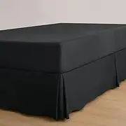 Dreamaker Double Fully Fitted Microfibre Pleated Valance, 33cm Drop Length Anti-Wrinkle Box Pleats Ultra Soft Plush Pre Washed 100% Microfiber Lightweight Basics Tailored Bed Skirts - Black