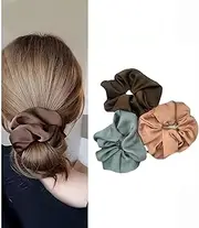 Faleior 3-Pack Satin Hair Scrunchies – Soft Sleep Hair Ties for Women & Girls, Large Elastic Bands for Thick, Thin, Fine, or Curly Hair