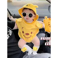 在飛比找ETMall東森購物網優惠-嬰兒衣服夏款短袖外出包屁衣韓版寶寶潮流可愛黃色小熊造型拍照服