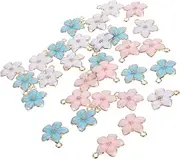 [LALAFINA] Floral Charms Set 30pcs Metal Flower Pendants for Jewelry Making Diy Jewelry Kit