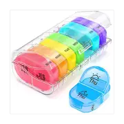 Pill Box 2 Times A Day, Weekly Pill Organizer AM PM with 7 Daily Case to Hold Vi