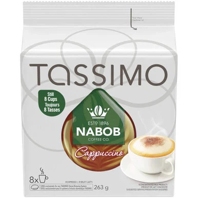 Tassimo Nabob Cappuccino Coffee Single Serve T-Discs, 8ct, 263g/9.3 oz.,
