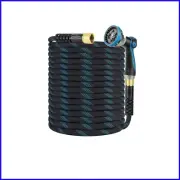 100FT Non-Expanding Garden Hose - Lightweight & Kink-Free with 10 Spray Patterns