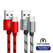 Fast Charging Type C to USB A Cable Braided USB C 2m 3m Data Samsung S22 S23 S24