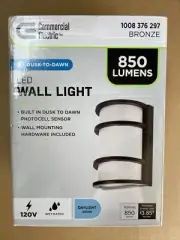 Commercial Electric 60-Watt Equivalent Integrated LED Bronze Dusk to Dawn Photoc