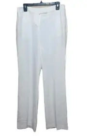 Anne Klein Women Pants Porcelain White Solid Dress Flare Textured new