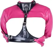 SAHOOSAFETY Bondage Leather Straitjacket With Handcuffs Arm Restraint Clothing Arm Restraint Handcuffs Breast Support SM Erotic Sex Toys For Women Men