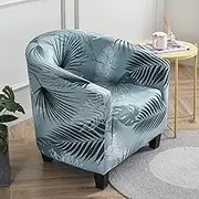 Printed Club Chair Slipcover with Elastic Bottom, Stretch Fit Furniture Cover for Living Room Or Bar Counter, Machine Washable(29)
