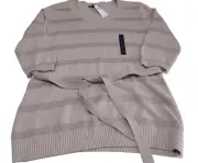 Banana Republic Sweater Women's Large Brown Stripe Sparkle Belt Top NWT