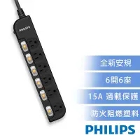 在飛比找Yahoo奇摩購物中心優惠-Philips 飛利浦-6開6座延長線 1.8M 三入組-C