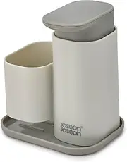 Joseph Joseph Duo Soap Dispenser with Sponge Holder, Hand Detergent Dispenser for Kitchen Sink, Grey