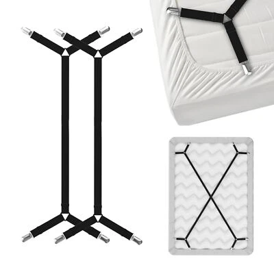 Bed Sheet Holder Straps Criss-Cross - Sheets Stays Suspenders Keep Fitted/Fla...