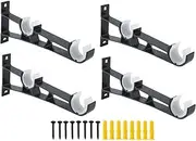 DACUAN 4 Pack Black Curtain Rod Brackets, Double Curtain Rod Brackets, Heavy Duty Curtain Rod Hooks, Aluminum Alloy Curtain Rod Holders for 1 to 1.2 Inch Drapes Rod.