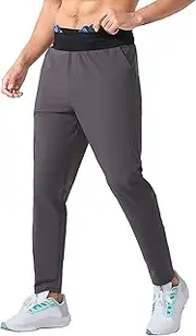[Aosufei] Men's Quick Dry Stylish Stretch Sports Pants Casual Drawstring Athletic Trousers Solid Solid Summer Workout Pants
