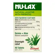 Nu-Lax Natural Laxative with Prebiotic Senna & Aloe 40 Tablets