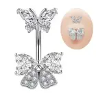Zircon Crystal Belly Button Rings Bow Butterfly Navel Ring Piercing Jewelry _ha