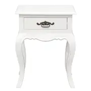 French Provincial 1 Drawer Side Table - White
