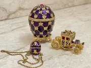 Faberge egg Trinket & Faberge Necklace jewelry box SET Valentine gift Fabergé