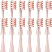 12PCS Replacement Brush Heads, Compatible For Oclean X/X PRO/ Z1/ F1/ One/Air 2 /SE Electric Toothbrush Soft Bristle Nozzles(12pcs Pink)