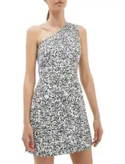 SABA WOMEN'S FELINE LEOPARD BLACK AND WHITE MINI PARTY DRESS SIZE 10/12 BNWT