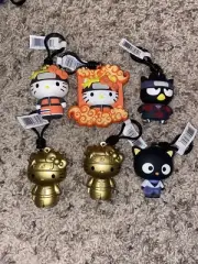 Hello Kitty x Naruto Lot of 6 Blind Bag Keychains