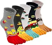 [ZFSOCK] Women's Cotton Socks with 5 Fingers, Separate Toes, Running, Sock, Finger, Sport, Fantasy Funny Animal Design, Cat and Dog, Size 36-41