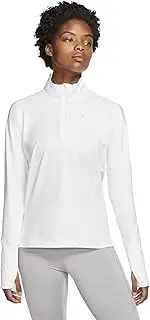 [Nike] Element Women's 1/2-Zip Running Top (US, Alpha, Large, Regular, Regular, White/Reflective Silver)