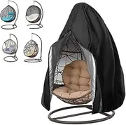 Oslimea Patio Hanging Egg Chair Cover, Durable Lightweight Waterproof Egg Swing Chair Cover with Zipper Fits Most Outdoor Single Swing Egg Chair Dust Protector (75" x 45", Black)